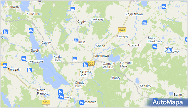 mapa Mostkowo gmina Łukta, Mostkowo gmina Łukta na mapie Targeo
