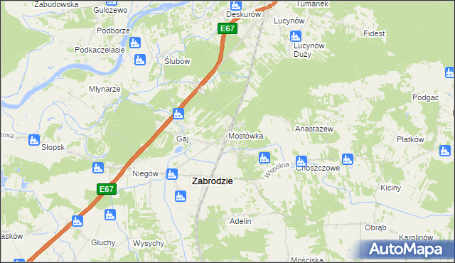 mapa Mostówka gmina Zabrodzie, Mostówka gmina Zabrodzie na mapie Targeo