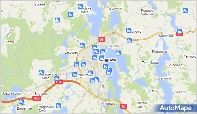 mapa Mrągowo, Mrągowo na mapie Targeo