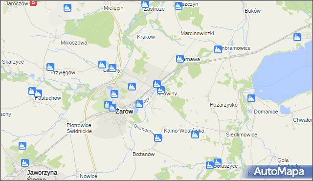 mapa Mrowiny gmina Żarów, Mrowiny gmina Żarów na mapie Targeo