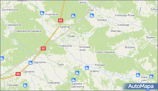 mapa Mrozowa Wola, Mrozowa Wola na mapie Targeo