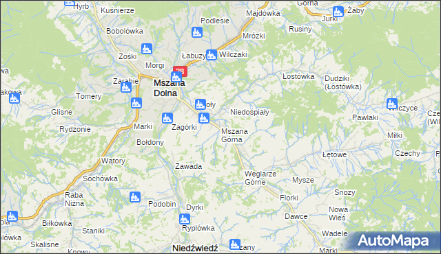 mapa Mszana Górna, Mszana Górna na mapie Targeo