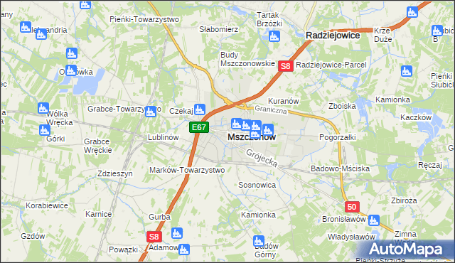 mapa Mszczonów, Mszczonów na mapie Targeo