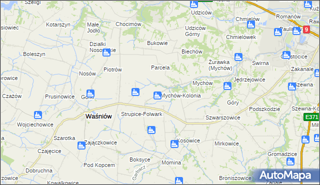 mapa Mychów-Kolonia, Mychów-Kolonia na mapie Targeo