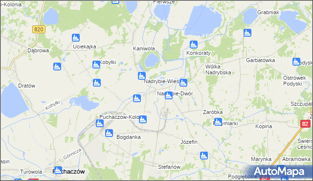 mapa Nadrybie-Dwór, Nadrybie-Dwór na mapie Targeo