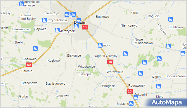 mapa Nagórki-Olszyny, Nagórki-Olszyny na mapie Targeo