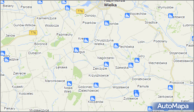 mapa Nagórzanki, Nagórzanki na mapie Targeo