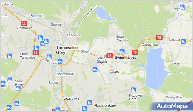 mapa Nakło Śląskie, Nakło Śląskie na mapie Targeo
