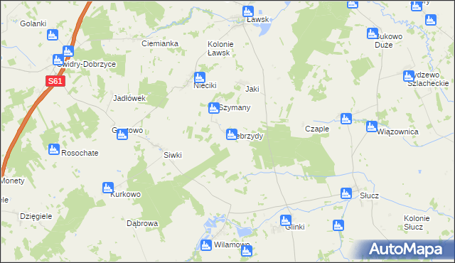 mapa Niebrzydy, Niebrzydy na mapie Targeo