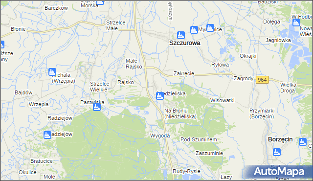 mapa Niedzieliska gmina Szczurowa, Niedzieliska gmina Szczurowa na mapie Targeo