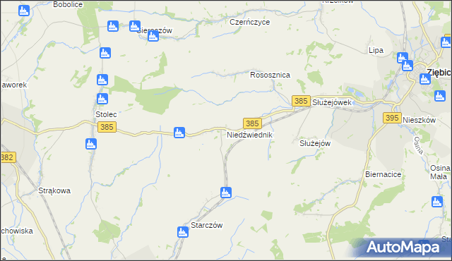 mapa Niedźwiednik gmina Ziębice, Niedźwiednik gmina Ziębice na mapie Targeo