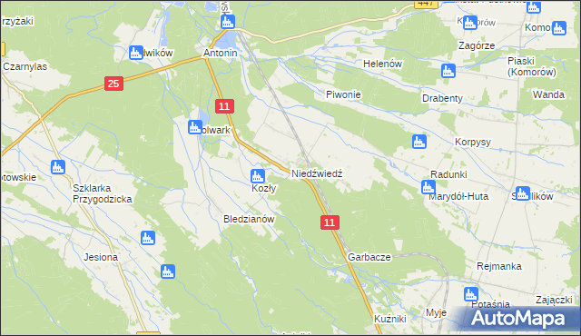 mapa Niedźwiedź gmina Ostrzeszów, Niedźwiedź gmina Ostrzeszów na mapie Targeo