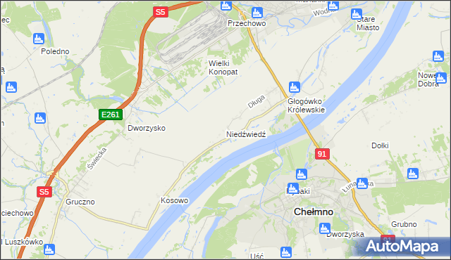 mapa Niedźwiedź gmina Świecie, Niedźwiedź gmina Świecie na mapie Targeo