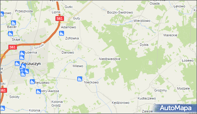mapa Niedźwiedzkie gmina Szczuczyn, Niedźwiedzkie gmina Szczuczyn na mapie Targeo