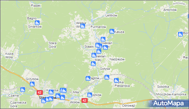 mapa Niekłań Mały, Niekłań Mały na mapie Targeo