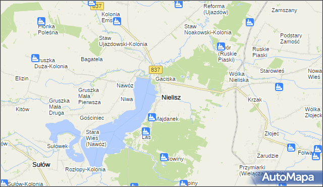 mapa Nielisz, Nielisz na mapie Targeo