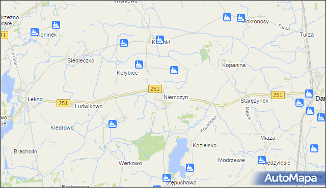 mapa Niemczyn gmina Damasławek, Niemczyn gmina Damasławek na mapie Targeo