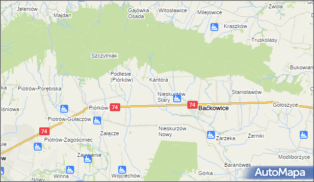 mapa Nieskurzów Stary, Nieskurzów Stary na mapie Targeo