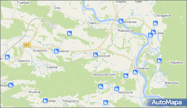 mapa Nieszczyce, Nieszczyce na mapie Targeo