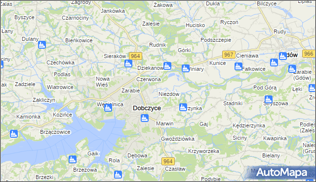 mapa Niezdów gmina Dobczyce, Niezdów gmina Dobczyce na mapie Targeo