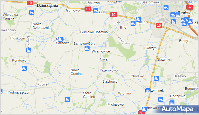 mapa Niwa gmina Dzierzążnia, Niwa gmina Dzierzążnia na mapie Targeo