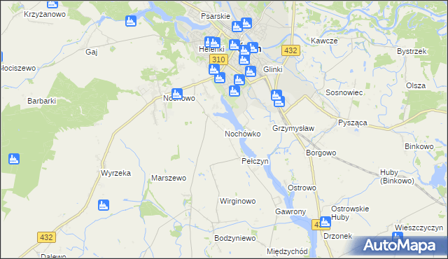 mapa Nochówko, Nochówko na mapie Targeo