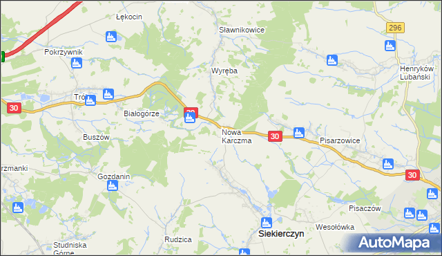 mapa Nowa Karczma gmina Siekierczyn, Nowa Karczma gmina Siekierczyn na mapie Targeo