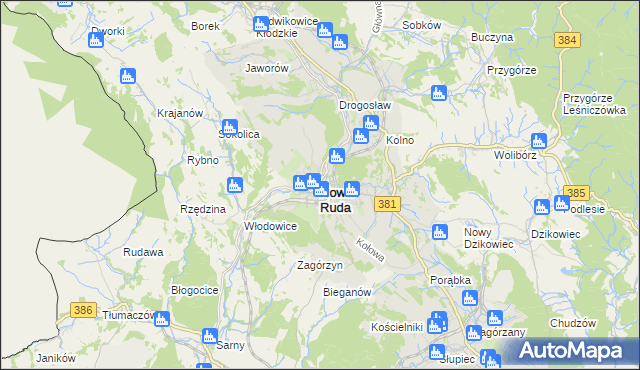 mapa Nowa Ruda powiat kłodzki, Nowa Ruda powiat kłodzki na mapie Targeo