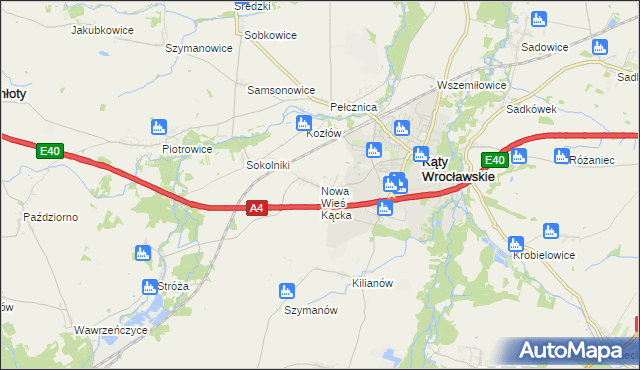 mapa Nowa Wieś Kącka, Nowa Wieś Kącka na mapie Targeo