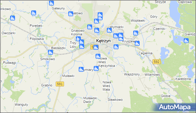 mapa Nowa Wieś Kętrzyńska, Nowa Wieś Kętrzyńska na mapie Targeo