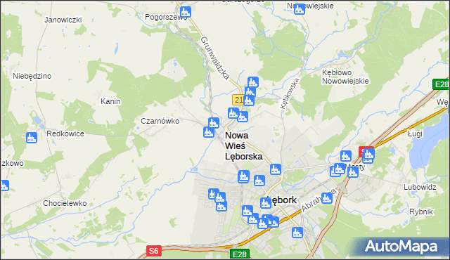 mapa Nowa Wieś Lęborska, Nowa Wieś Lęborska na mapie Targeo
