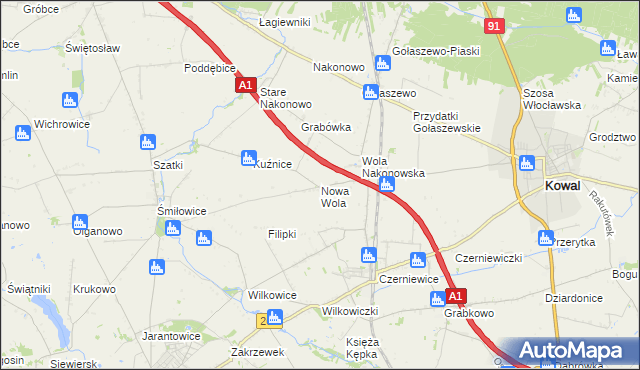 mapa Nowa Wola gmina Choceń, Nowa Wola gmina Choceń na mapie Targeo