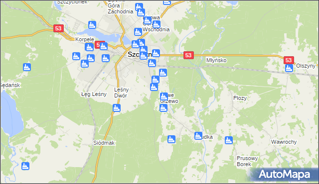 mapa Nowe Gizewo, Nowe Gizewo na mapie Targeo