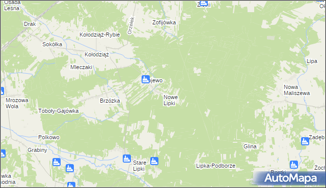 mapa Nowe Lipki gmina Stoczek, Nowe Lipki gmina Stoczek na mapie Targeo