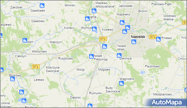 mapa Nowe Pieścirogi, Nowe Pieścirogi na mapie Targeo