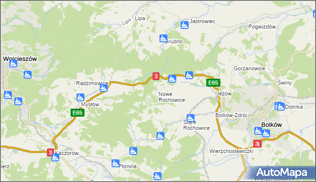 mapa Nowe Rochowice, Nowe Rochowice na mapie Targeo