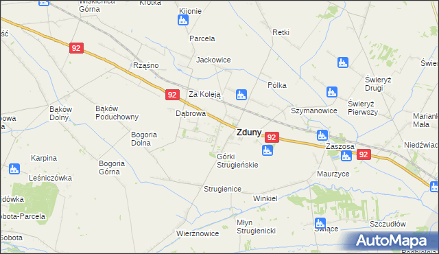 mapa Nowe Zduny, Nowe Zduny na mapie Targeo
