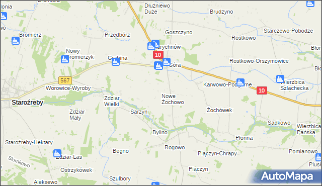 mapa Nowe Żochowo, Nowe Żochowo na mapie Targeo