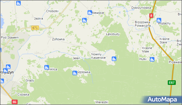 mapa Nowiny Kasjerskie, Nowiny Kasjerskie na mapie Targeo