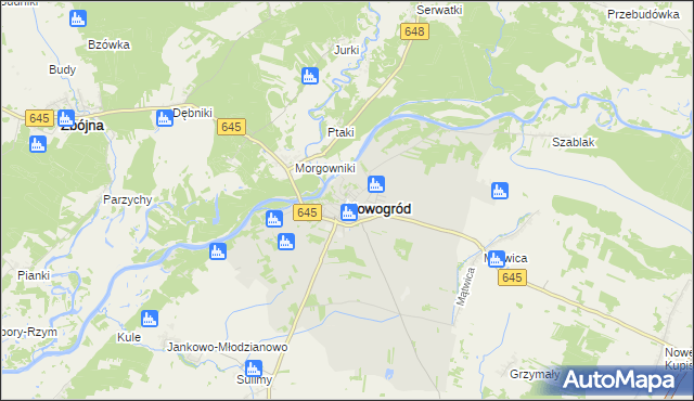 mapa Nowogród powiat łomżyński, Nowogród powiat łomżyński na mapie Targeo