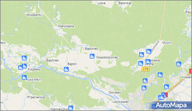 mapa Nowołoskoniec, Nowołoskoniec na mapie Targeo
