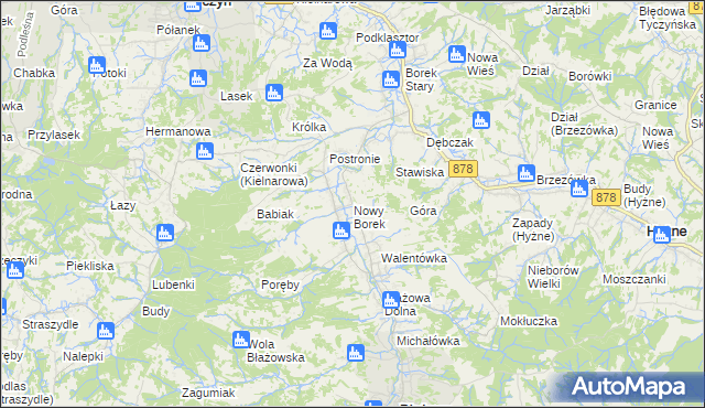 mapa Nowy Borek gmina Błażowa, Nowy Borek gmina Błażowa na mapie Targeo