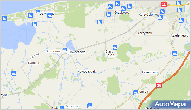 mapa Nowy Borek gmina Kołobrzeg, Nowy Borek gmina Kołobrzeg na mapie Targeo