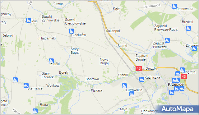 mapa Nowy Bugaj, Nowy Bugaj na mapie Targeo