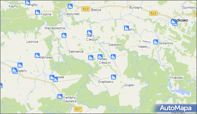 mapa Nowy Cieszyn, Nowy Cieszyn na mapie Targeo