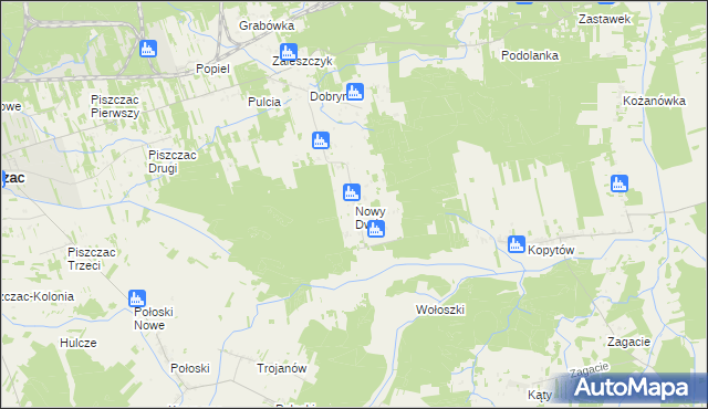 mapa Nowy Dwór gmina Piszczac, Nowy Dwór gmina Piszczac na mapie Targeo