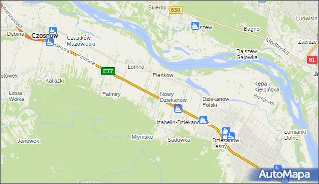 mapa Nowy Dziekanów, Nowy Dziekanów na mapie Targeo