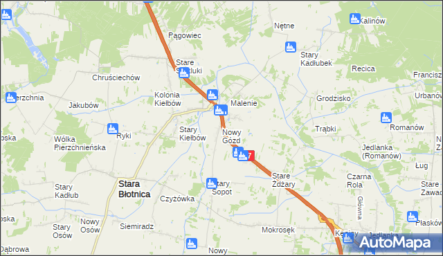 mapa Nowy Gózd, Nowy Gózd na mapie Targeo