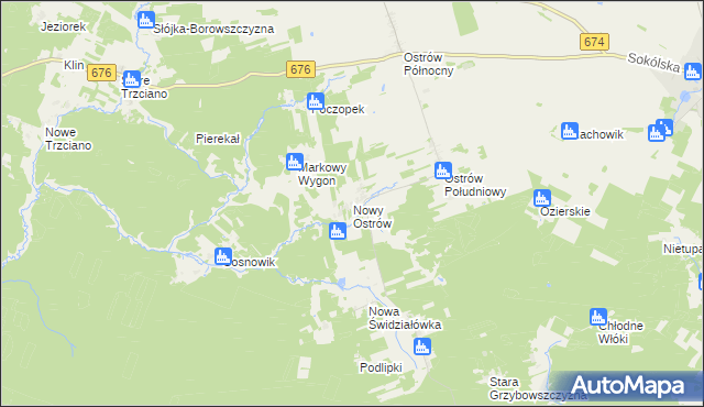mapa Nowy Ostrów gmina Szudziałowo, Nowy Ostrów gmina Szudziałowo na mapie Targeo