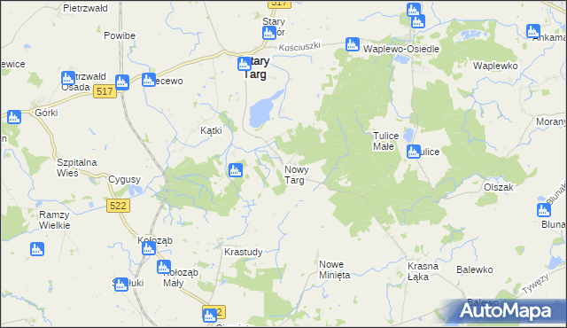 mapa Nowy Targ gmina Stary Targ, Nowy Targ gmina Stary Targ na mapie Targeo
